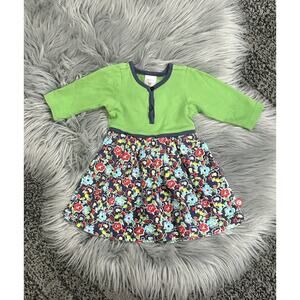 Zutano 6month Green Color Block‎ And Floral Pattern Dress
